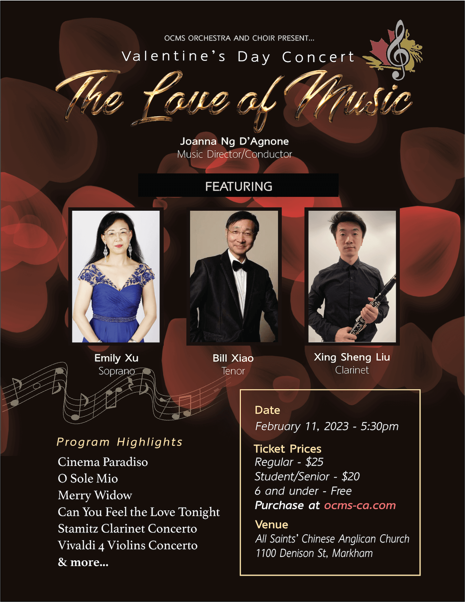 OCMS Presents Valentine's Day Concert - The Love of Music - Saturday, February 11, 2023