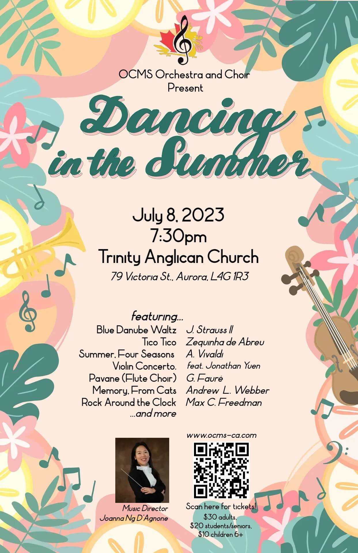 Poster for OCMS Dancing in the Summer Concert 2023